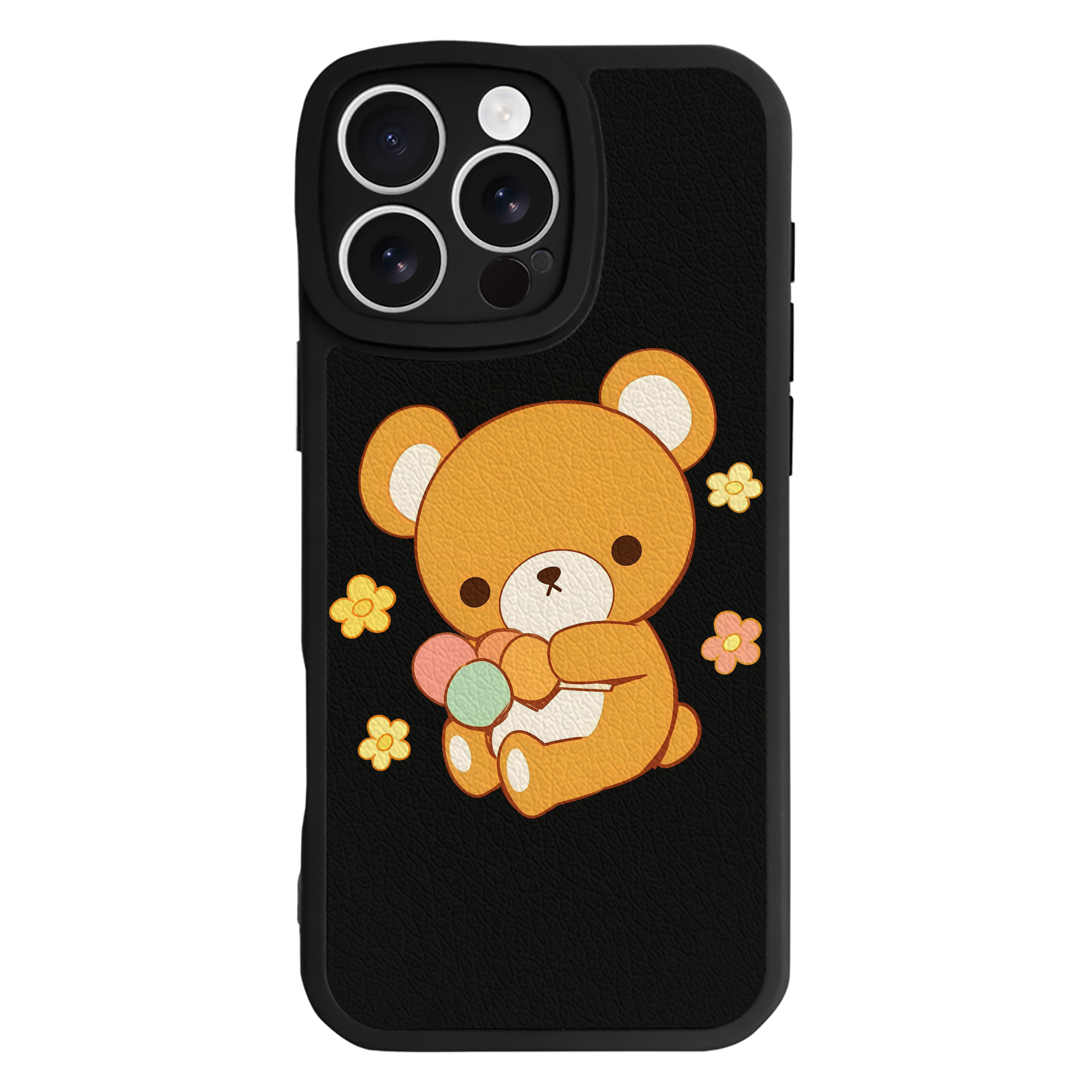 （画像用） リラックマ リラックマ キイロイトリ Rilakkuma Korilakkuma Kiiroitori 【iPhone 16シリーズ対応】シリコンスマホケース（レザー調） 材質：シリコン